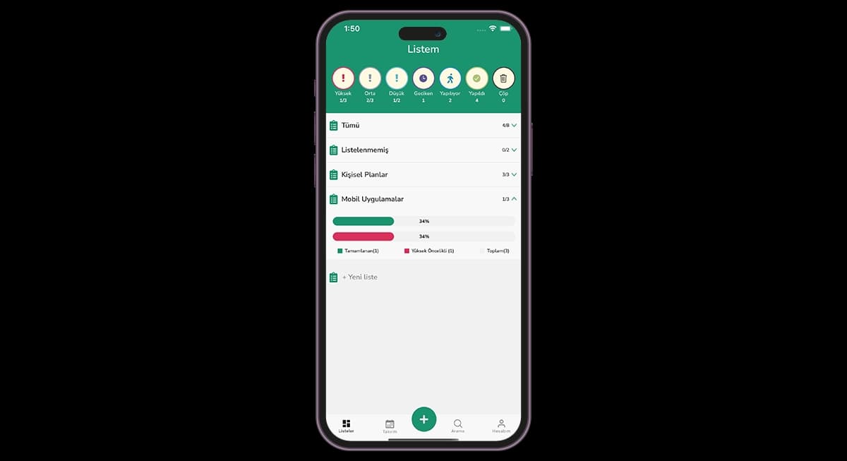 Listem (IOS) program ekranı